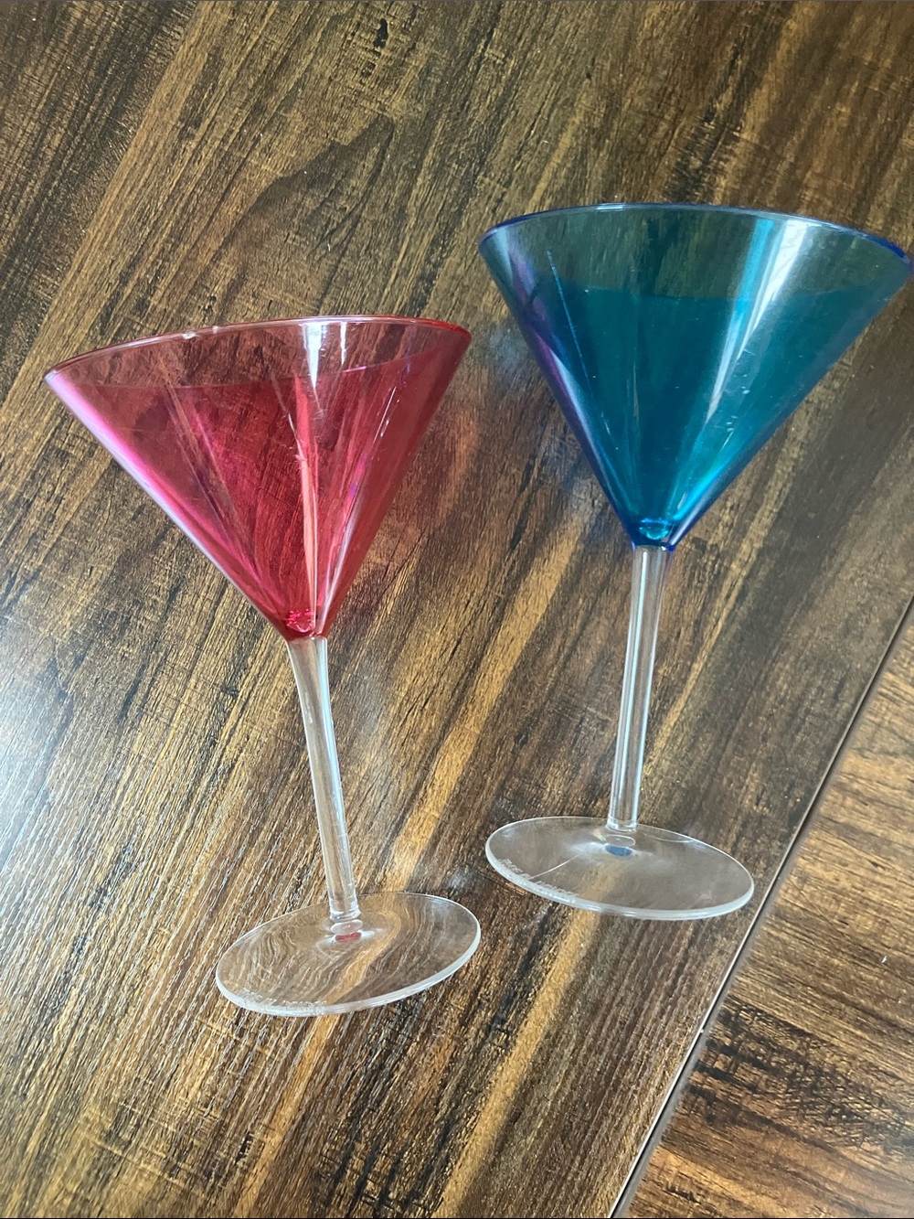 Colored Martini Glasses — Red & Blue Set of 10